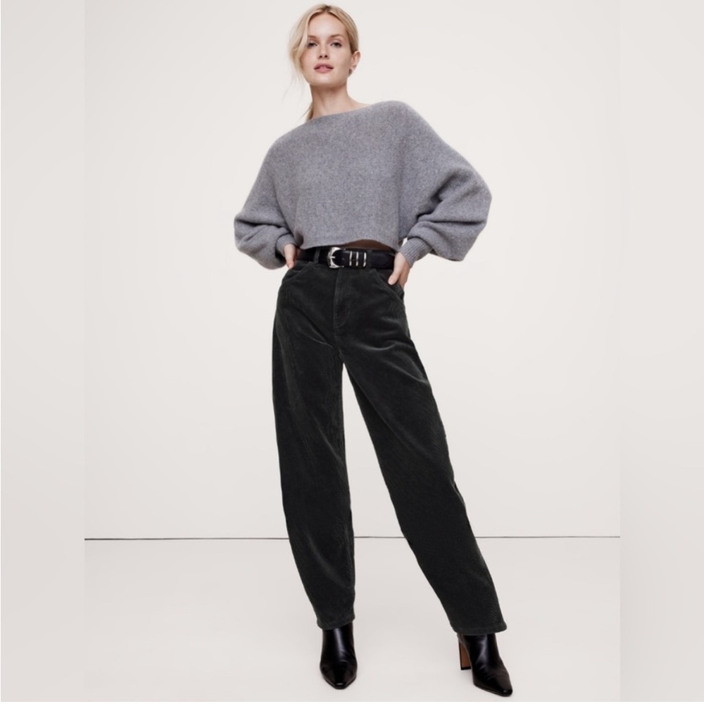 Banana Republic Coal Black High-Rise Bow Corduroy Pant